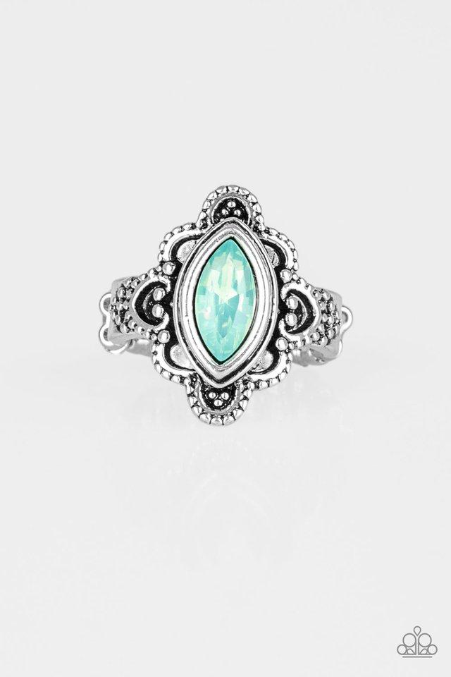 Glass Half-Colorful Green Ring