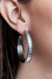 Textured Treasure Hoop Silver Earring