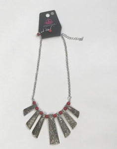 Vintage Short Stone Red and Silver Necklace