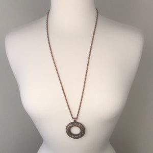 Vintage Long Crackled Copper Necklace