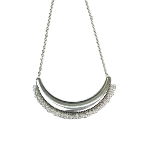 Collar Gray Bead Silver Necklace